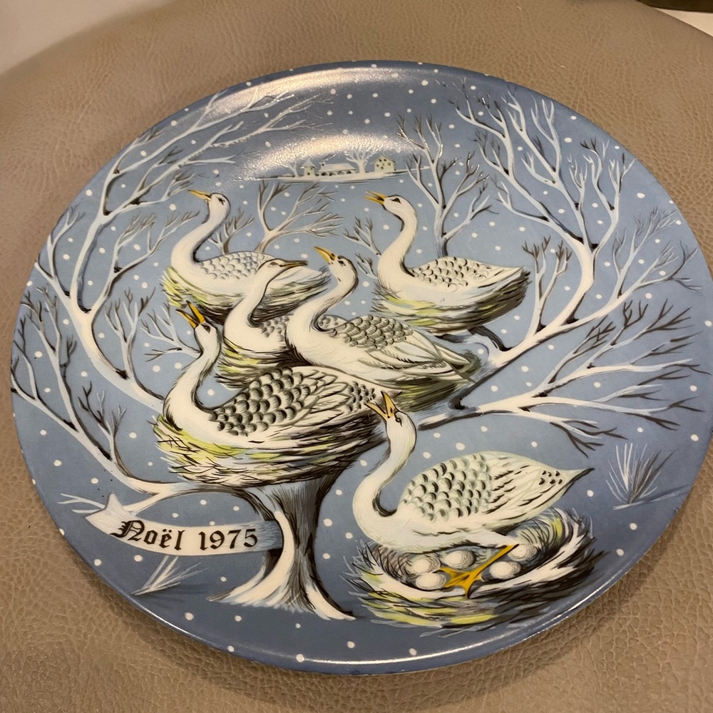 1975 Haviland Six Geese A Laying Collector Plate 12 Days of Christmas
